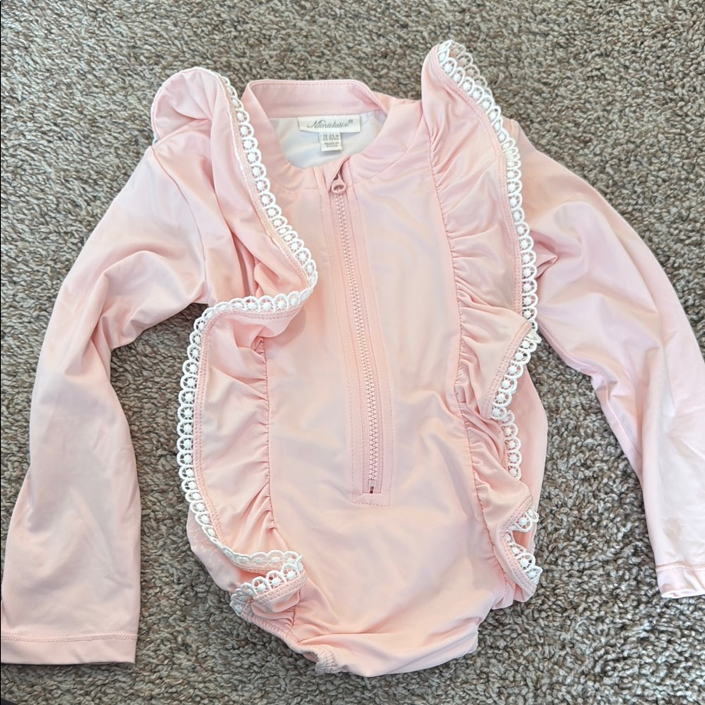 Pink Ruffled Kids One Piece